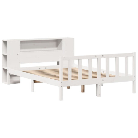 vidaXL Bed met boekenkast zonder matras grenenhout wit 160x200 cm afbeelding3 - 1