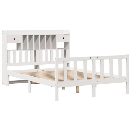 vidaXL Bed met boekenkast zonder matras grenenhout wit 160x200 cm afbeelding3 - 1