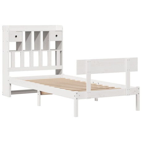 vidaXL Bed met boekenkast zonder matras grenenhout wit 90x200 cm afbeelding3 - 1