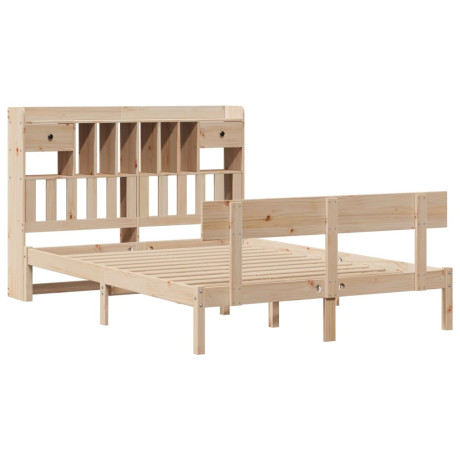 vidaXL Bed met boekenkast zonder matras massief grenenhout 140x200 cm afbeelding3 - 1