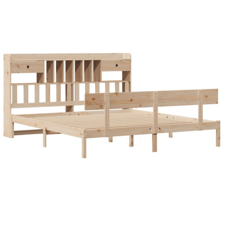 vidaXL Bed met boekenkast zonder matras massief grenenhout 180x200 cm afbeelding3 - 1