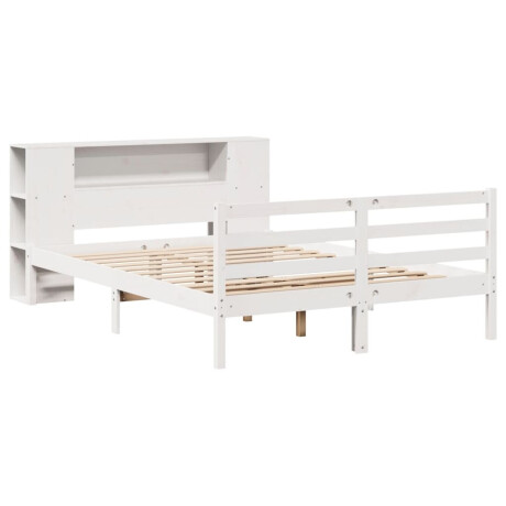 vidaXL Bed met boekenkast zonder matras grenenhout wit 160x200 cm afbeelding3 - 1
