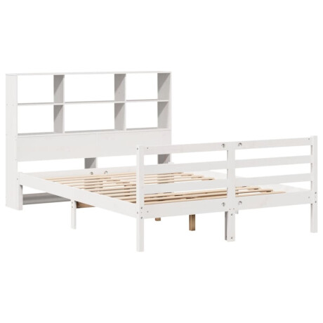 vidaXL Bed met boekenkast zonder matras grenenhout wit 160x200 cm afbeelding3 - 1