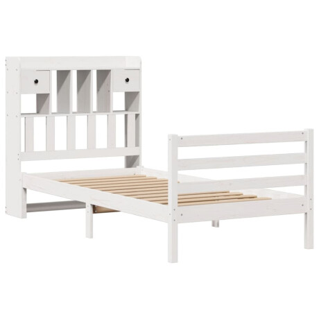 vidaXL Bed met boekenkast zonder matras grenenhout wit 90x200 cm afbeelding3 - 1