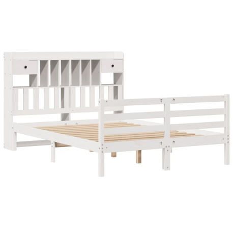 vidaXL Bed met boekenkast zonder matras grenenhout wit 160x200 cm afbeelding3 - 1