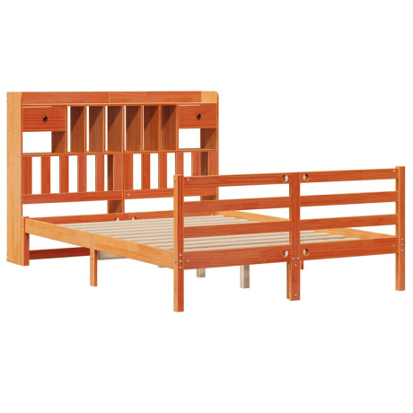 vidaXL Bed met boekenkast zonder matras grenenhout wasbruin 150x200 cm afbeelding3 - 1