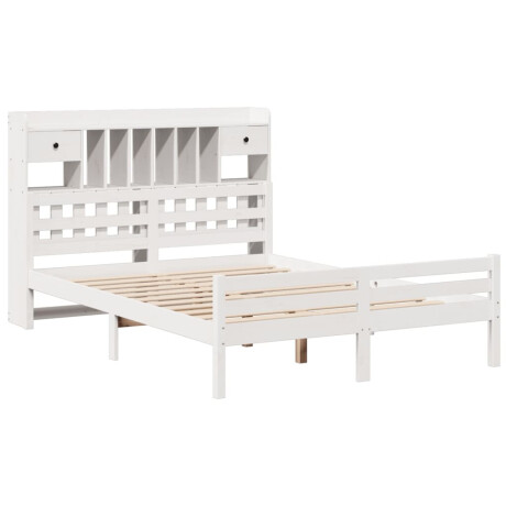 vidaXL Bed met boekenkast zonder matras grenenhout wit 160x200 cm afbeelding3 - 1