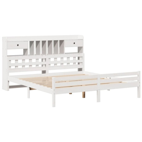 vidaXL Bed met boekenkast zonder matras grenenhout wit 180x200 cm afbeelding3 - 1