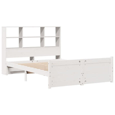 vidaXL Bed met boekenkast zonder matras grenenhout wit 140x190 cm afbeelding3 - 1
