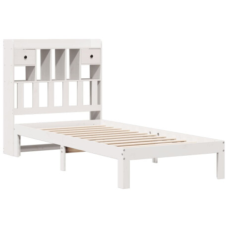 vidaXL Bed met boekenkast zonder matras grenenhout wit 90x190 cm afbeelding3 - 1