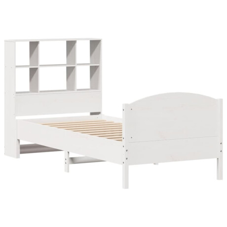 vidaXL Bed met boekenkast zonder matras grenenhout wit 90x190 cm afbeelding3 - 1