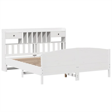 vidaXL Bed met boekenkast zonder matras grenenhout wit 180x200 cm afbeelding3 - 1