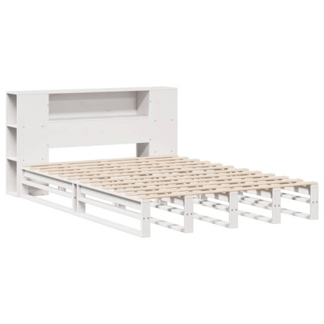 vidaXL Bed met boekenkast zonder matras massief hout wit 135x190 cm afbeelding3 - 1