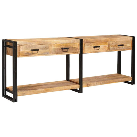 vidaXL Wandtafels 2 pcs Bruin 200 x 33 x 75 cm Massief Mango Hout afbeelding3 - 1