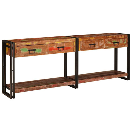 vidaXL Wandtafels met lade met plank Anders met opslag 2 pcs Multikleur Massief gerecycled hout afbeelding3 - 1