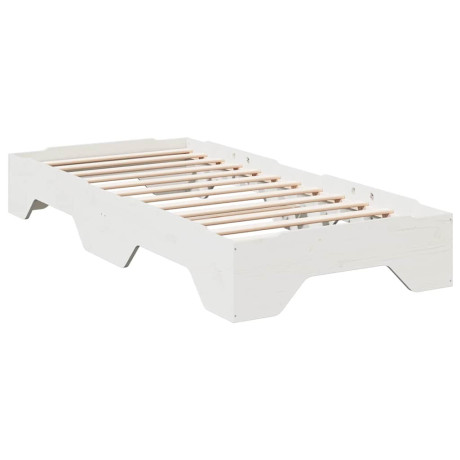 vidaXL Bedframe zonder matras stapelbaar 75x190 cm massief hout wit afbeelding3 - 1