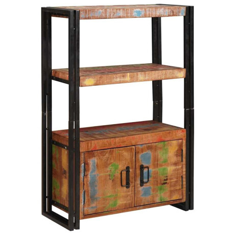 vidaXL Boekenkast met Deuren Bruin Massief Gerecycled Hout en Metaal afbeelding3 - 1