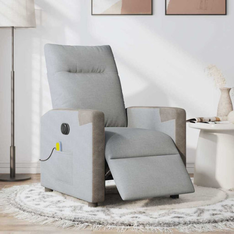 vidaXL Massagestoel elektrisch verstelbaar stof lichtgrijs afbeelding3 - 1