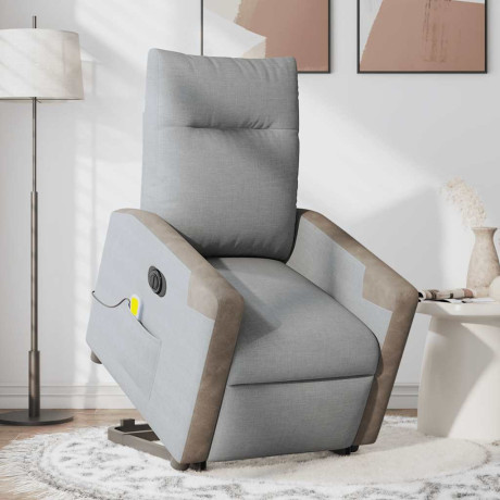 vidaXL Sta-op-massagestoel elektrisch verstelbaar stof lichtgrijs afbeelding3 - 1
