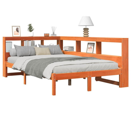 vidaXL Bed met boekenkast zonder matras grenenhout wasbruin 120x200 cm afbeelding3 - 1