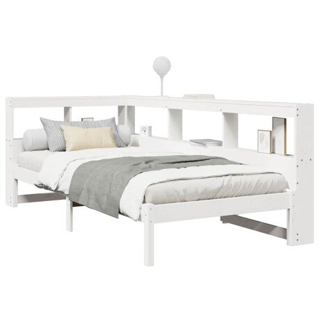 vidaXL Bed met boekenkast zonder matras grenenhout wit 90x190 cm afbeelding3 - 1