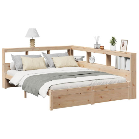 vidaXL Bed met boekenkast zonder matras massief grenenhout 150x200 cm afbeelding3 - 1