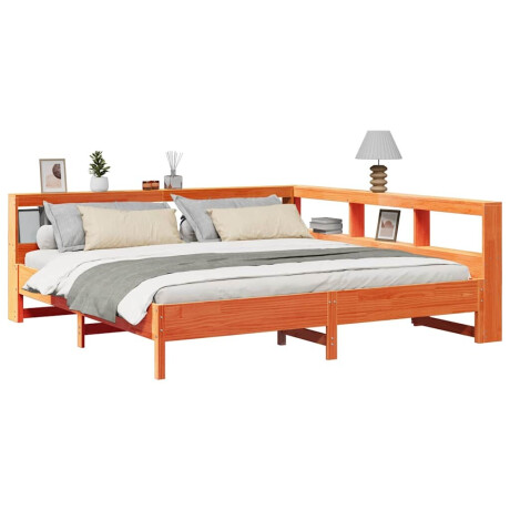 vidaXL Bed met boekenkast zonder matras grenenhout wasbruin 200x200 cm afbeelding3 - 1