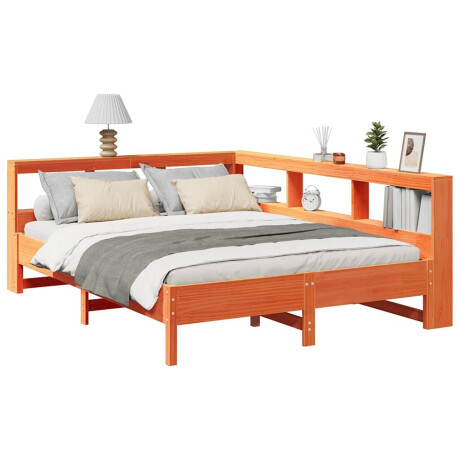 vidaXL Bed met boekenkast zonder matras grenenhout wasbruin 140x200 cm afbeelding3 - 1