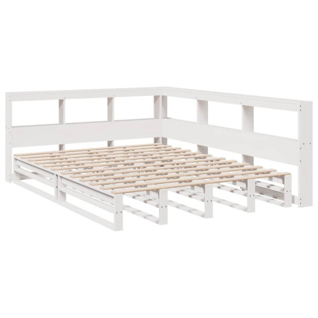 vidaXL Bed met boekenkast zonder matras grenenhout wit 140x200 cm afbeelding3 - 1