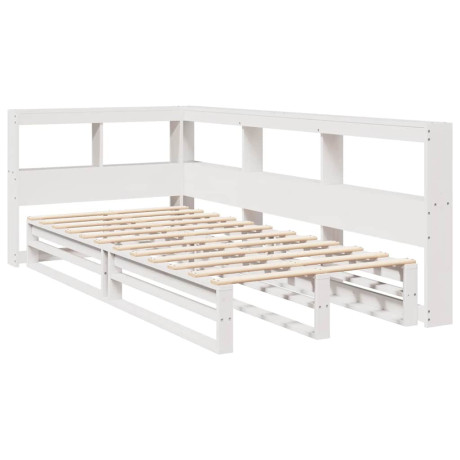 vidaXL Bed met boekenkast zonder matras grenenhout wit 90x200 cm afbeelding3 - 1
