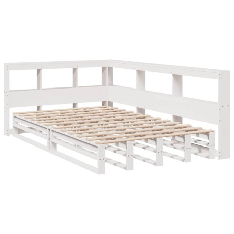 vidaXL Bed met boekenkast zonder matras grenenhout wit 120x190 cm afbeelding3 - 1