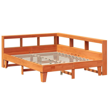 vidaXL Bed met boekenkast zonder matras grenenhout wasbruin 150x200 cm afbeelding3 - 1
