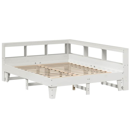vidaXL Bed met boekenkast zonder matras grenenhout wit 140x200 cm afbeelding3 - 1