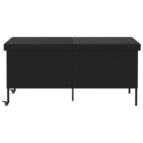 vidaXL Tuinbox met wielen 160x55x75 cm poly rattan zwart afbeelding3 - 1