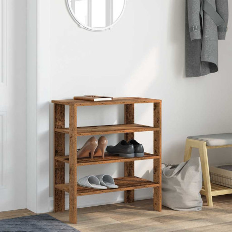 vidaXL Schoenenrek 61x32x70 cm bewerkt hout oud houtkleurig afbeelding3 - 1