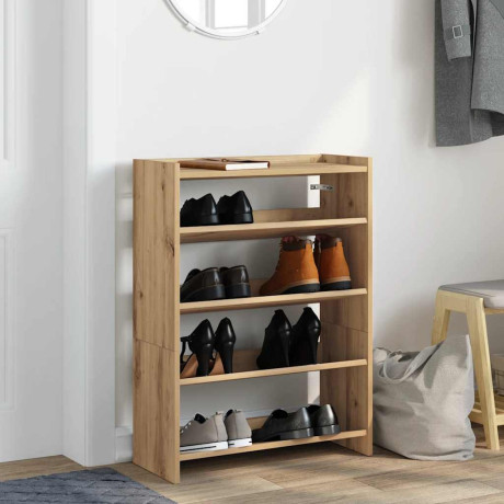 vidaXL Schoenenrek 60x25x81 cm bewerkt hout artisanaal eikenkleur afbeelding3 - 1