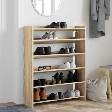 vidaXL Schoenenrek 80x25x100 cm bewerkt hout sonoma eikenkleurig afbeelding3 - 1