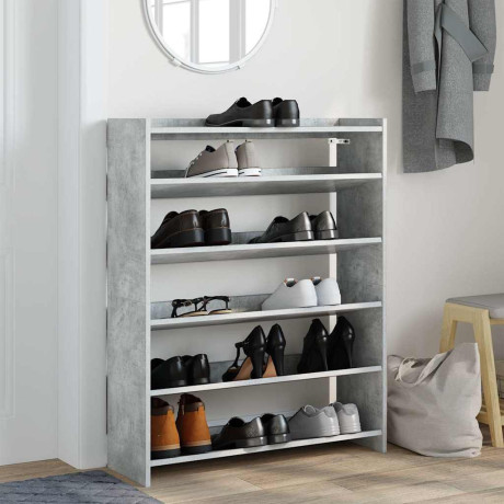 vidaXL Schoenenkast 80x25x100 cm bewerkt hout betongrijs afbeelding3 - 1