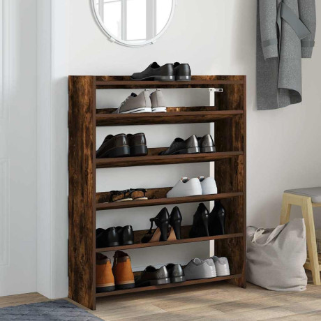 vidaXL Schoenenrek 80x25x100 cm bewerkt hout gerookt eikenkleurig afbeelding3 - 1