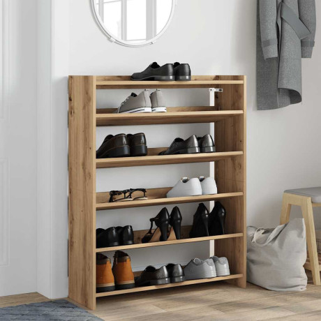vidaXL Schoenenrek 80x25x100 cm bewerkt hout artisanaal eikenkleur afbeelding3 - 1