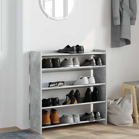 vidaXL Schoenenrek 80x25x81 cm bewerkt hout betongrijs afbeelding3 - 1
