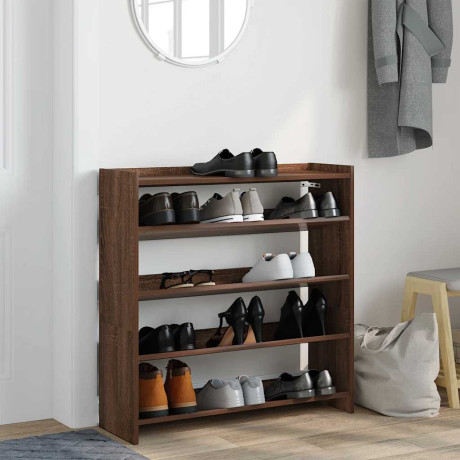 vidaXL Schoenenrek 80x25x81 cm bewerkt hout bruin eikenkleur afbeelding3 - 1