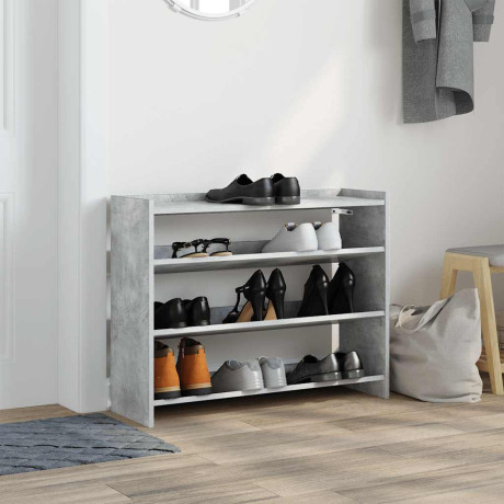 vidaXL Schoenenrek 80x25x61,5 cm bewerkt hout betongrijs afbeelding3 - 1