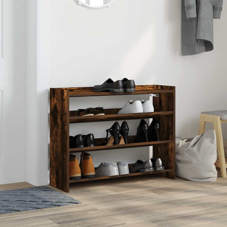 vidaXL Schoenenrek 80x25x62 cm bewerkt hout gerookt eikenkleurig afbeelding3 - 1