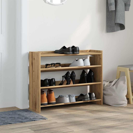 vidaXL Schoenenrek 80x25x62 cm bewerkt hout artisanaal eikenkleur afbeelding3 - 1