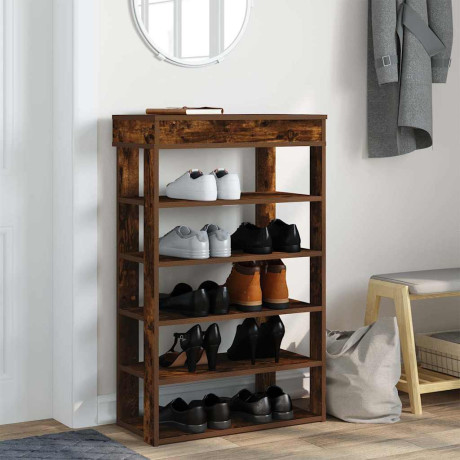 vidaXL Schoenenrek 60x30x98 cm bewerkt hout gerookt eikenkleurig afbeelding3 - 1