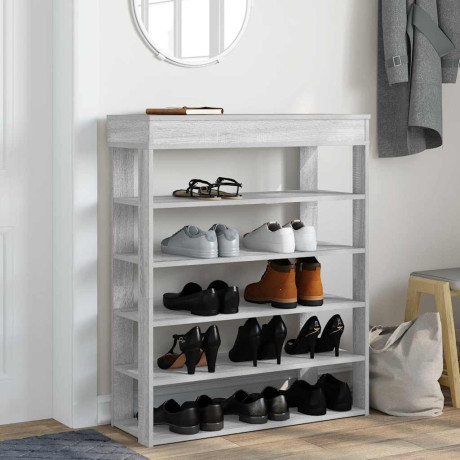 vidaXL Schoenenrek 80x30x98 cm bewerkt hout grijs sonoma afbeelding3 - 1