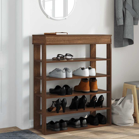 vidaXL Schoenenrek 80x30x98 cm bewerkt hout bruin eikenkleur afbeelding3 - 1