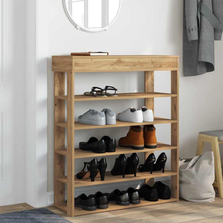 vidaXL Schoenenrek 80x30x98 cm bewerkt hout artisanaal eikenkleur afbeelding3 - 1