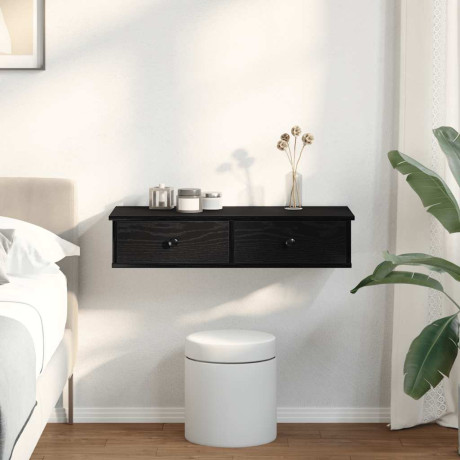 vidaXL Wandschap met lades 80x31x17 cm bewerkt hout zwart afbeelding3 - 1